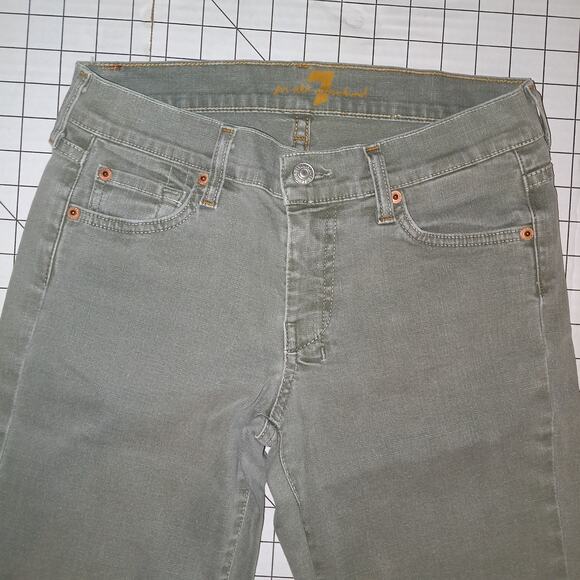 7 for All Mankind SFAM  Vintage Y2K Drab Green Denim Dojo Jeans  26 - Picture 2 of 12